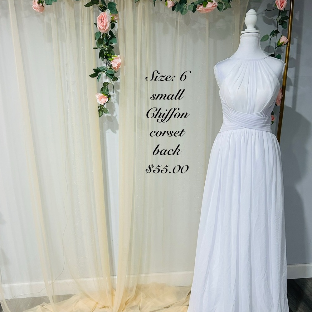 Elegant White Chiffon Wedding Gown